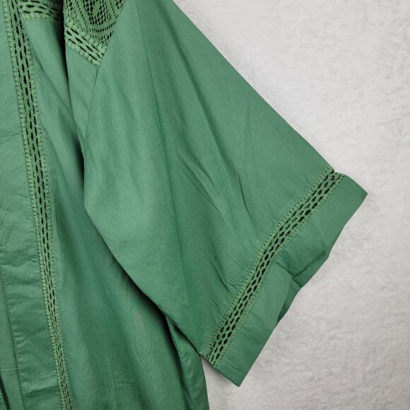 Bohemian Cardigan OS Kimono Sleeves Crotchet Open Front Green Cover Up Casual - Picture 4 of 10